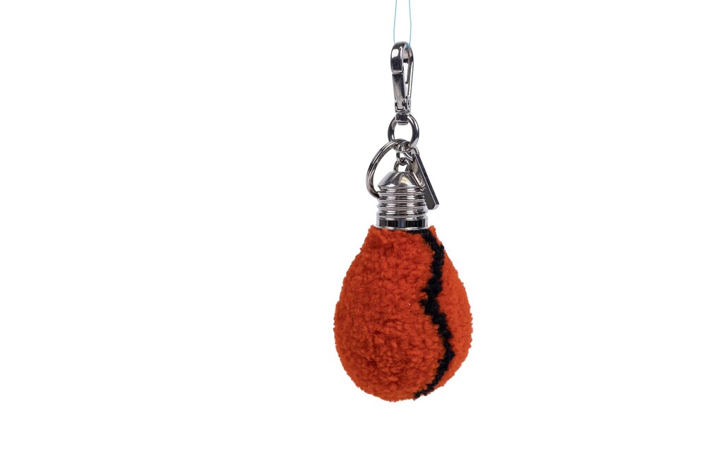 Fendi Orange Light Bulb Bag Charm Shearling Silver Hardware